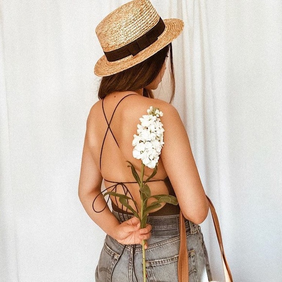 Breath of Youth Pants - Black fitted bodysuit black with criss cross back